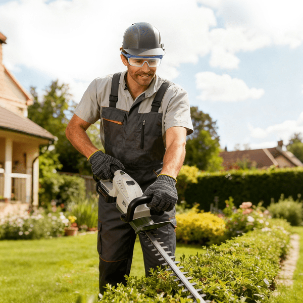 imerelez Cordless Grass Trimmer with 20000 RPM Motor, 2600mAh Dual-Action Steel Blade Hedge Trimmer,Anti-Splash Baffle & Safety Goggles for Bushes Shrubs Trimming Suitable for garden maintenance