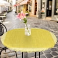 thumbnail image 6 of Round Fitted Tablecloth,Classic Greek Geometric Key Pattern Circle Table Cover Waterproof Table Cloth with Elastic Edge,Retro Linen Yellow Outdoor Tablecloths for Kitchen Picnic 55-60in, 6 of 9