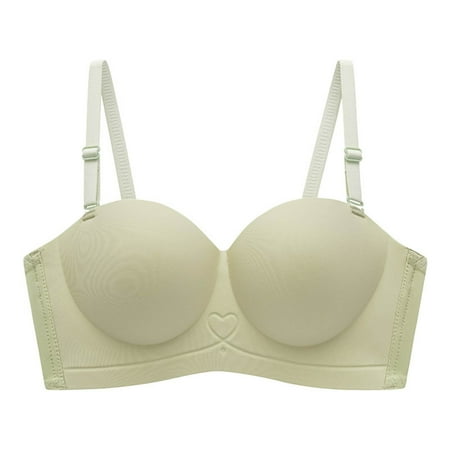 Sports Bras for Women Plus Size Push Up Underwire V Plunge Wireless Seamless Full Coverage Padded Bralette T-Shirt Bra Green 34C