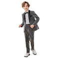 thumbnail image 5 of Wuxian Kids Christmas Outfit Boys Formal Suits Four Piece Shirt Tuxedo Gentlemen Solid Color Jacket Shirts Trousers Bowtie Wedding Party Activist Dress Wear Fall Winter Outfits,Grey,9-10 Years, 5 of 9