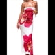 thumbnail image 2 of Vestido Floral Ajustado para Mujer, Verano 2025, Sin Tirantes, Tubo, Informal, Formal, Cóctel, , con Bufanda Rosa Roja S, 2 of 7