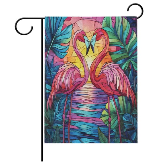 Ryvnso Tropical Rainforest Flamingo Pattern Garden Flag 12x18 Inch Double Sided Seasonal Yard Decoration
