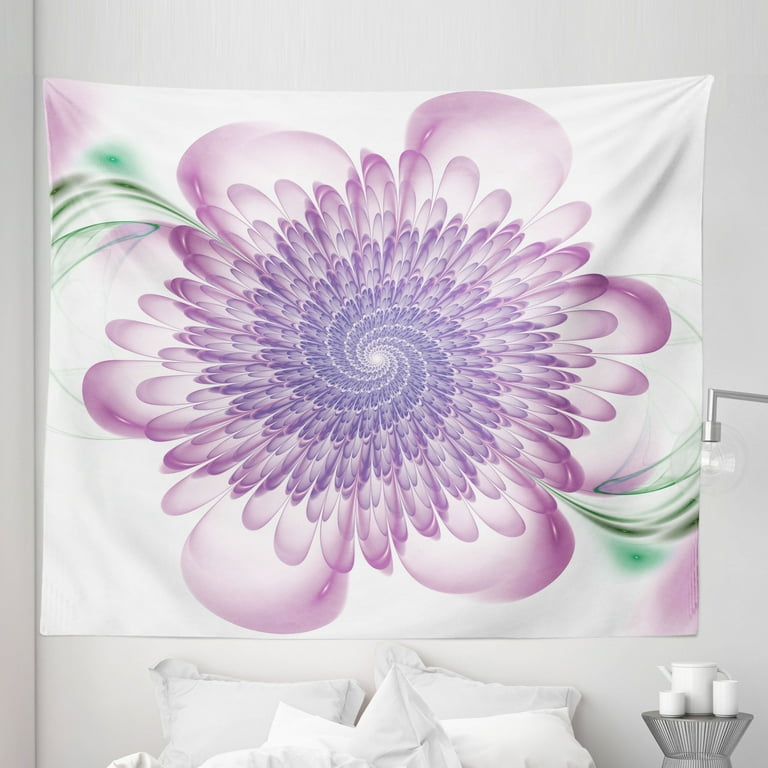 Flower Tapestry Digital Floral Harmonic Spirals with Flourish Hypnotic Vision Petals Dreamlike Print Fabric Wall Hanging Decor for Bedroom Living Room Dorm 5 Sizes Violet by Ambesonne Walmart