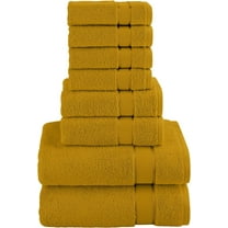 Cotton 8-Piece Towel Set, Includes 4 Washcloths, 2 Hand Towels and 2 Bath Towels, 100% Turkish Cotton - Highly Absorbent and Super Soft Towels for Bathroom, Gold