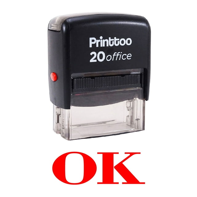 Printtoo Office Stationary Stamp OK Self Inking Rubber Stamp-Red