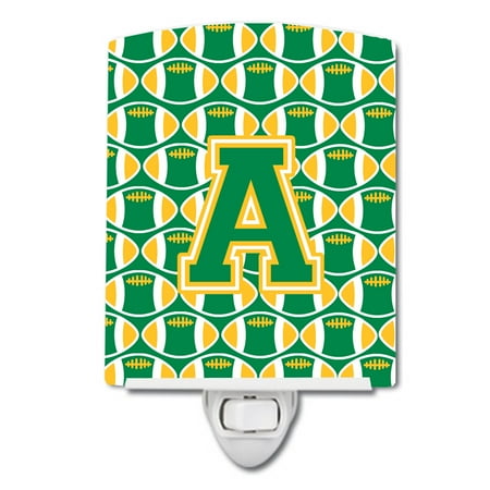 

Caroline s Treasures CJ1069-ACNL Letter A Football Green and Gold Ceramic Night Light 6x4x3 multicolor