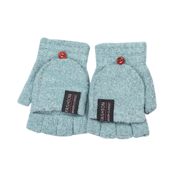 Caliente de punto convertible Flip Mitones Top Fingerless Hombres Guantes de Invierno Hombres Guantes Mitones de punto Flip Medio dedo Guantes