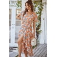 thumbnail image 4 of Vestido Maxi Amarillo Floral PRETTYGARDEN de Drapeado con Cuello en V Talla XXL, 4 of 6
