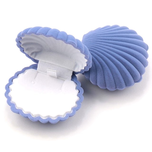 Muyoka Caja de regalo de joyería de terciopelo para pendientes, collar, pendientes, anillos, caja de exhibición, regalo para niñas, mujeres, cumpleaños, concha azul Muyoka Hogar