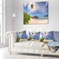 thumbnail image 3 of Designart Beautiful Beach at La Digue Seychelles - Seashore Throw Pillow - 16x16, 3 of 5