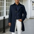 thumbnail image 2 of KKBOTIVE Mens Trench Coat One Slim Fit Mid Long Jackets Casual Fall Windbreaker Overcoat Men's Fashion Blue Size: XL, 2 of 4