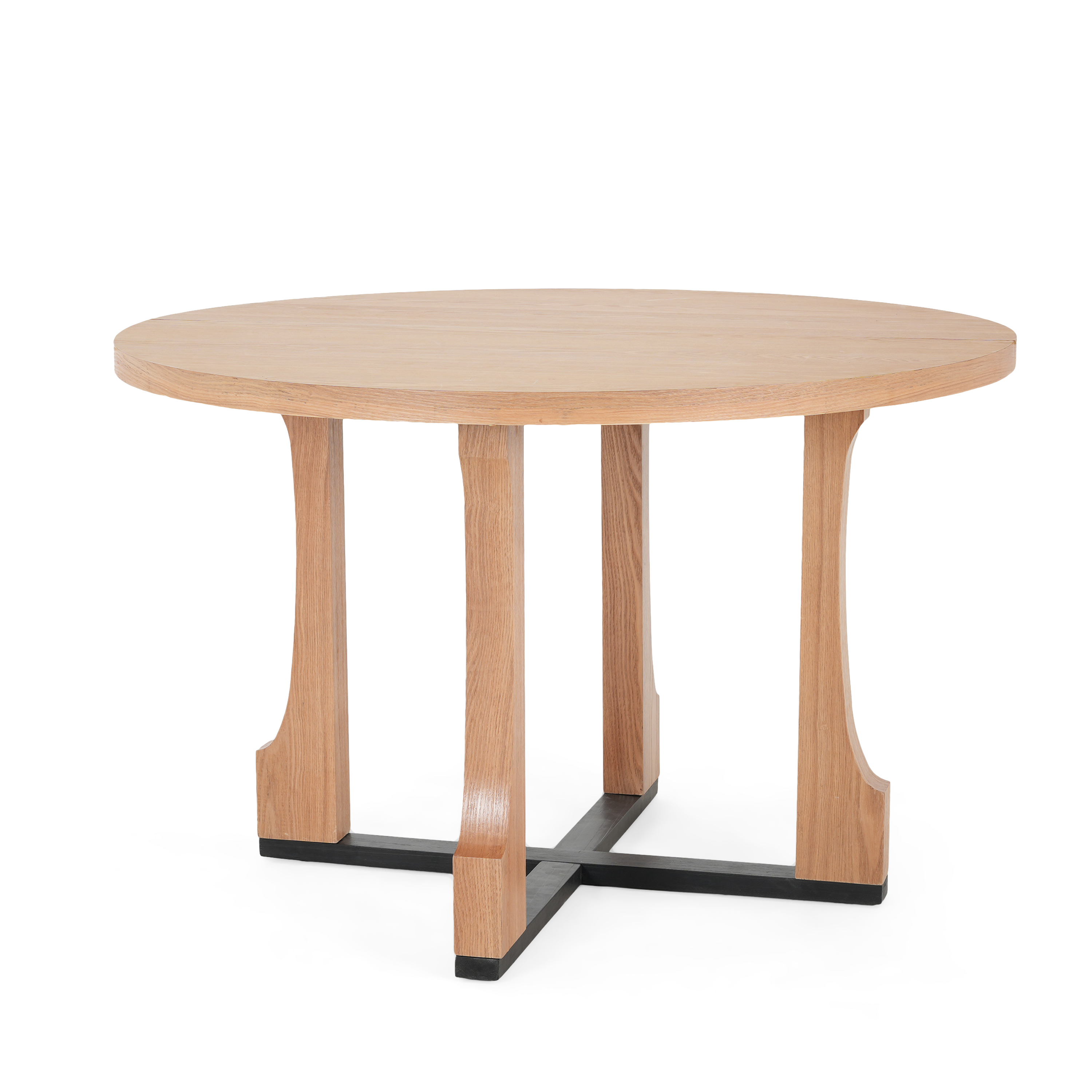 Euroco 48" Round Dining Table for 4, Farmhouse Kitchen Table with Wooden Frame for Kitchen Living Room,Natural+Black