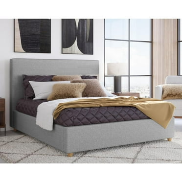 Modus Furniture Olivia Upholstered Platform Bed in Pewter