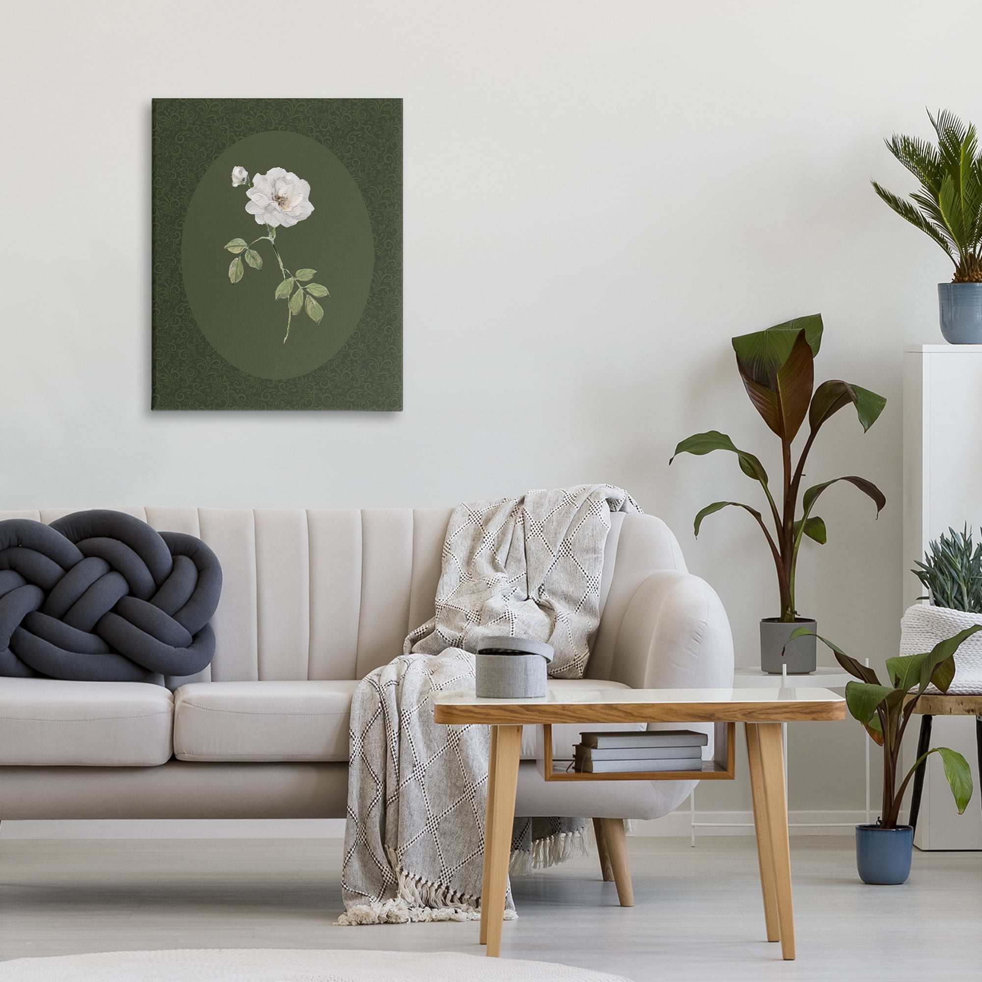 Stupell Industries White Rose on Emerald Canvas Wall Art, design by Sally Swatland