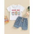 thumbnail image 6 of Baby Boys Shorts Set, Short Sleeve Baseball Print T-shirt with Elastic Waist Shorts Summer Outfit, 6 of 10