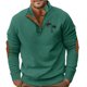thumbnail image 5 of Blusa y camisa de manga larga con cuello alto para hombre, estilo casual, con estampado de palmeras color cacao, deportiva, con cuello alto, botones y patchwork, de poliéster., 5 of 8