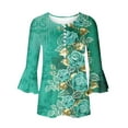 thumbnail image 4 of T-Shirt à Manches Courtes Imprimé Floral Top Dames Bleu L, 4 of 5