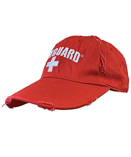 Retro EMBROIDERED LIFEGUARD BASEBALL CAP BEACH LIFE GUARD RED HAT 