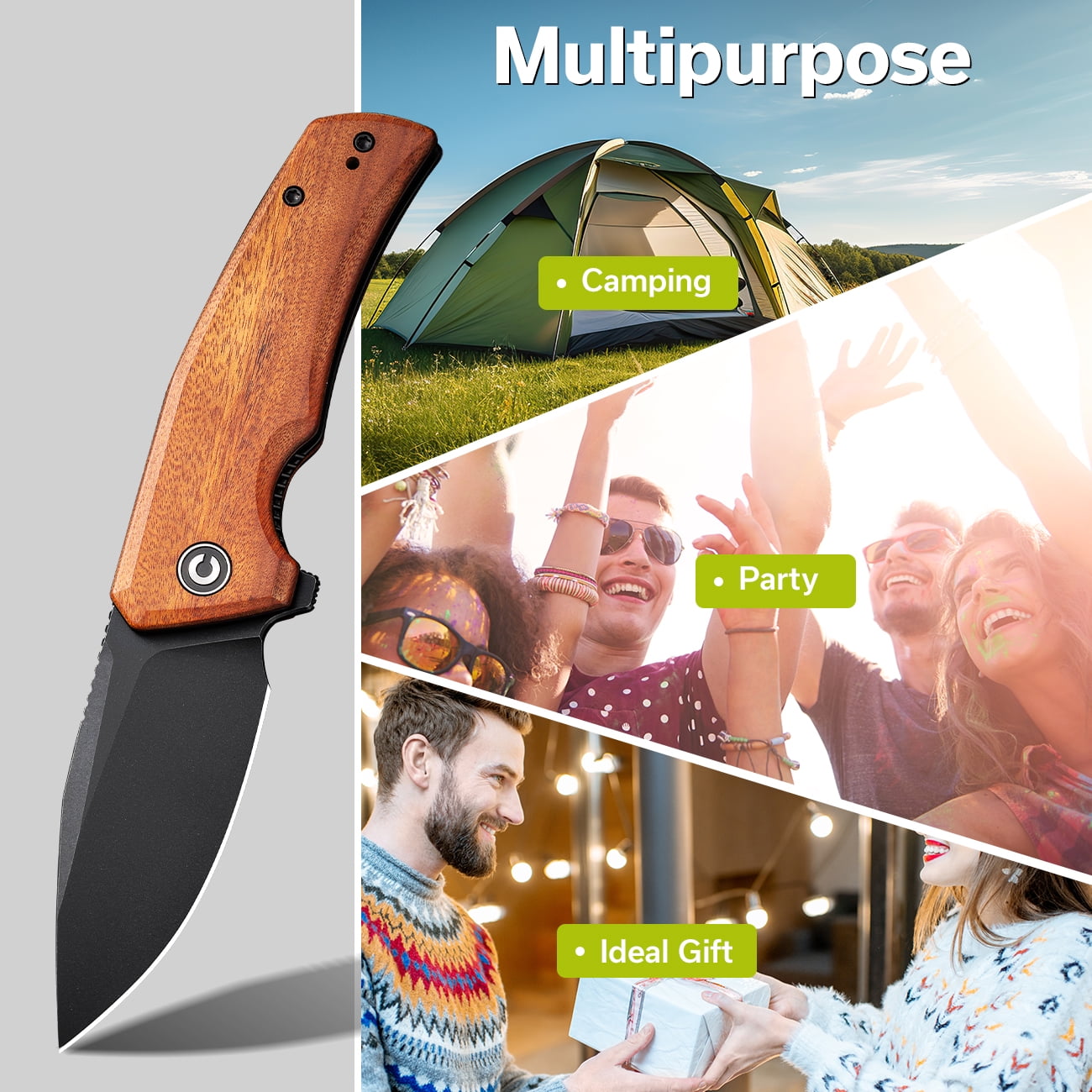 CIVIVI Pocket Knife Regulatron Folding Knife 2.98" Nitro-V Blade Wood Handle C23006-3