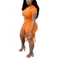 thumbnail image 4 of ITFABS Sports Outfits Short Sleeve Knot Crop Top + Fringe Fifth Pants, 4 of 9