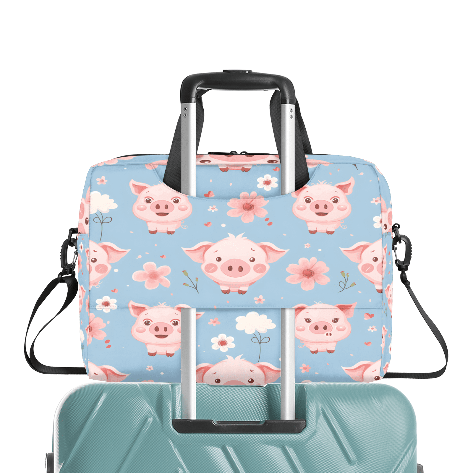 Herdesigns Pink Pig Laptop Bag for Women Men, Computer Case Briefcase Messenger Bags, 15-15.6 inch Laptop Sleeve Shoulder Bag