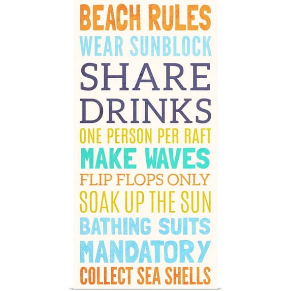 Great BIG Canvas | Rolled SD Graphics Studio Poster Print entitled Beach Rules I