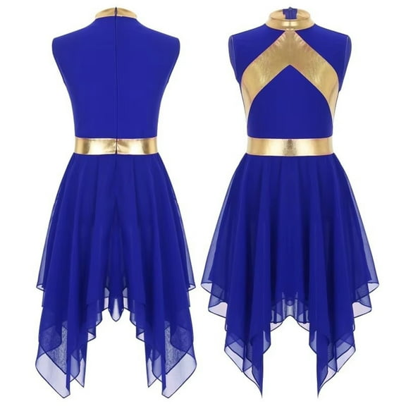 Praise Dance Dress Women's Color Block Patchwork Dress SleevelessIrregular Hem Modern Lyrical Dancewear