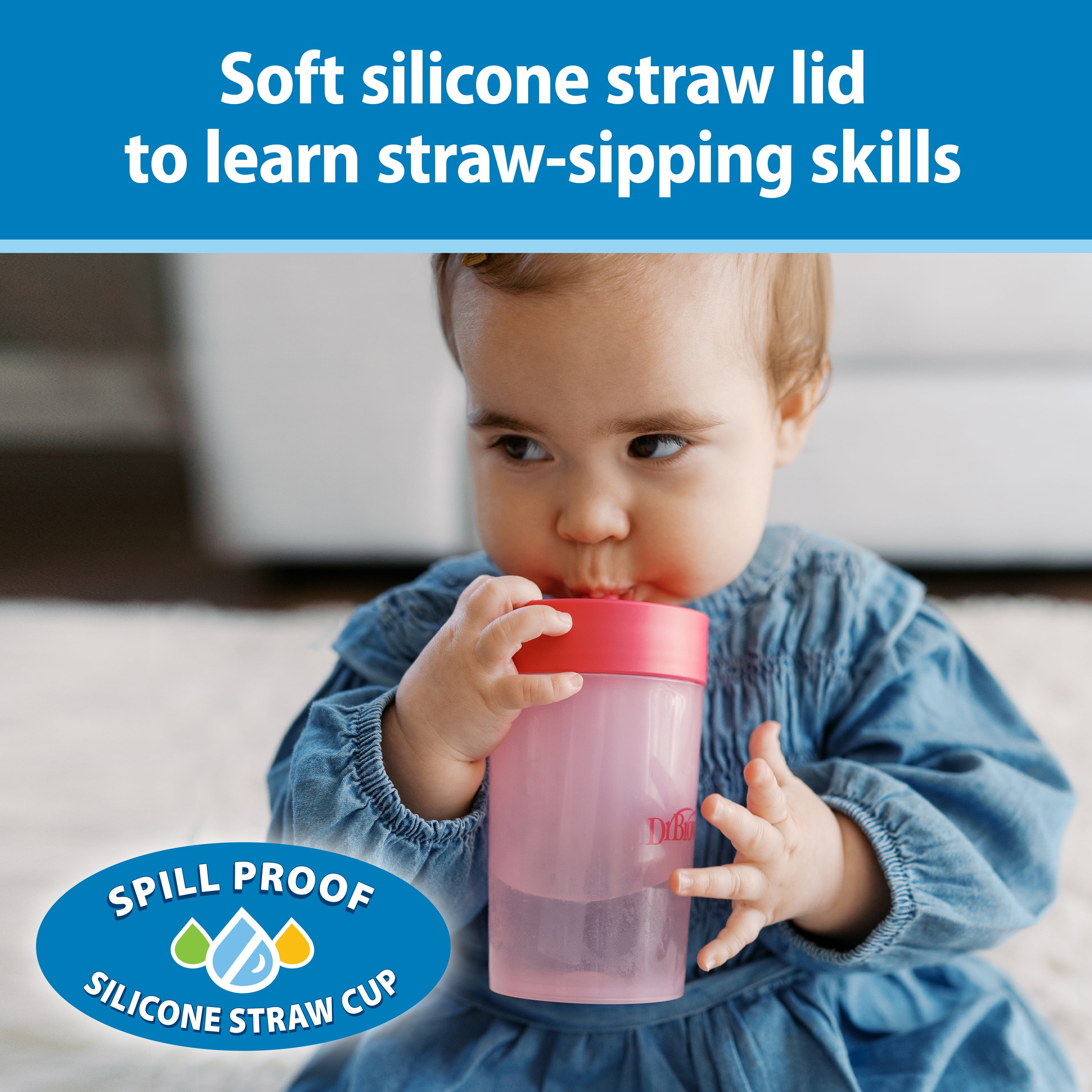 Dr. Brown's Milestones Straw-to-360 Convertible Toddler Cup Set, Pink/Coral, 10 oz, 9m+, 1 Pack