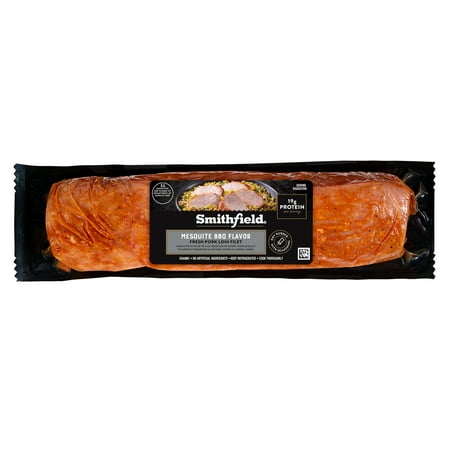 Smithfield Marinated Slow Smoked Mesquite Flavor Fresh Seasoned Pork Loin Filet, 1-2.5 lb, 19 Grams of Protein per 4 oz Serving