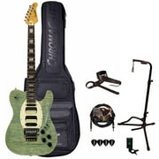 Sawtooth ET Hybrid Grass Stained Blue Jean Electric Guitar with Gig Bag and Accessories
