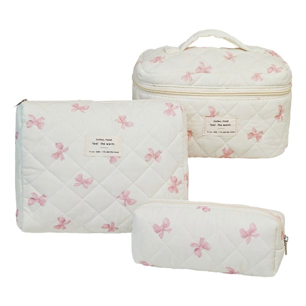 Bolsa de cosméticos de gran capacidad con estampado floral y doble cremallera. Organizador de maquillaje de viaje para guardar artículos de aseo y papelería