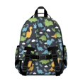 thumbnail image 2 of Dinosaur and Leaf Navy Pattern Cute School Backpack Bag for School with Padded Back and Adjustable Shoulder Straps 15.25"x11.5"x5.25", 2 of 3