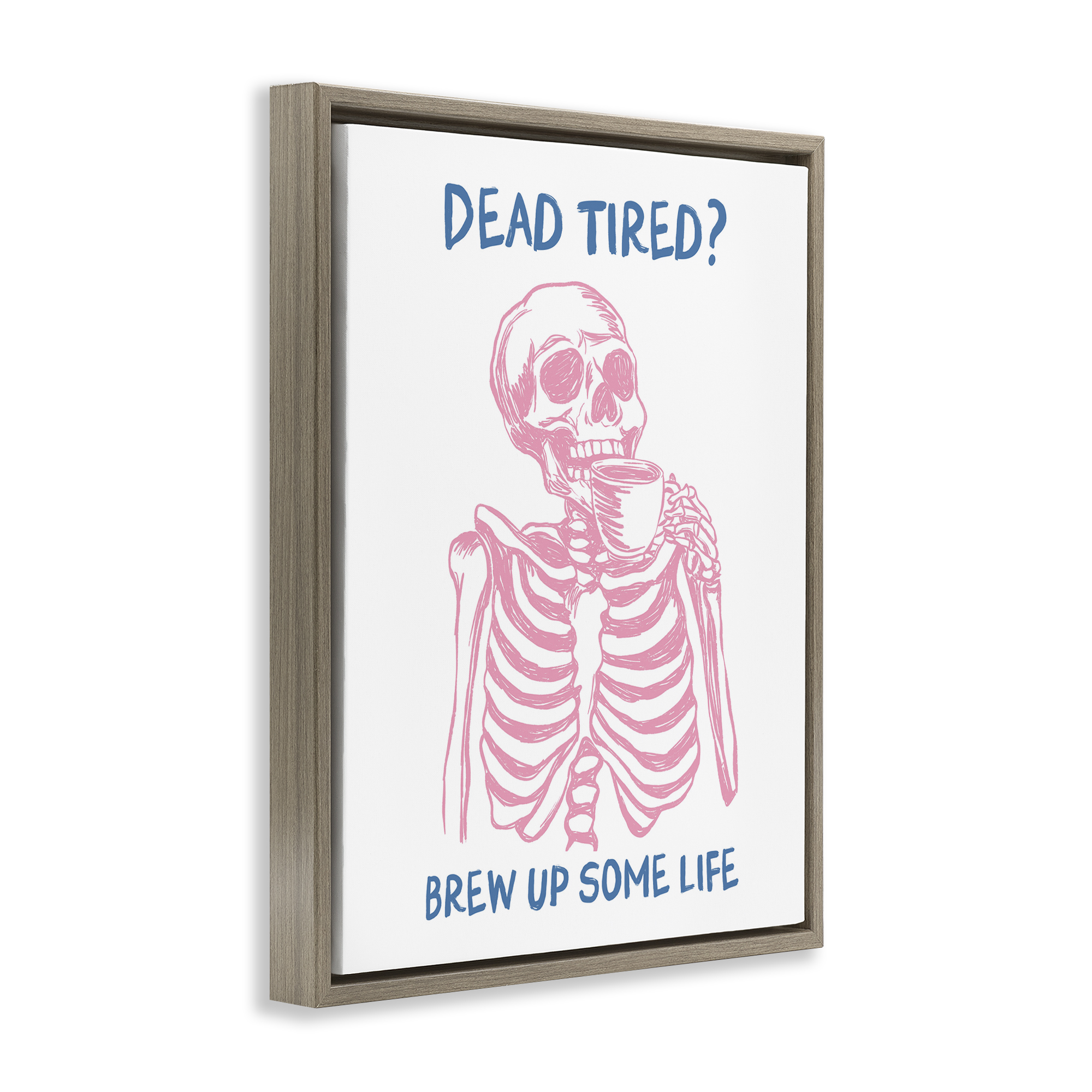 Stupell Industries Brew Up Life Skeleton Brown Framed Floater Canvas Wall Art design by JJ Design House LLC, 31 x 25