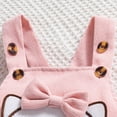 thumbnail image 6 of TOWED22 Infant Girl Clothes Fall Winter Outfits 3pc Clothing Set Long Sleeve Crew Neck Pattern Print Romper Jumpsuit Flare Pants Headband Baby Girl Set(Pink,9-12 M), 6 of 9