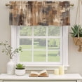 thumbnail image 2 of Brown Abstract Curtain Valances for Windows, Kitchen Valance Window Treatments Panel 2 Pack, Vintage Geometric Gradient Oil Painting Modern Rod Pocket Short Curtains for Bathroom Bedroom 42 x 18 Inch, 2 of 8