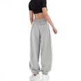 thumbnail image 4 of hotojiny Women's Plus Size Sweatpants Loose Wide Leg Lounge Pants High Waist Drawstring Baggy Workout Athletic Trousers with Pockets, 4 of 6