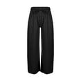 thumbnail image 6 of FRSASU Women's Wide Leg Palazzo Pants Polka Dot Printed High Waist Drawstring Dressy Casual Boho Trousers with Pockets Black, 6 of 6