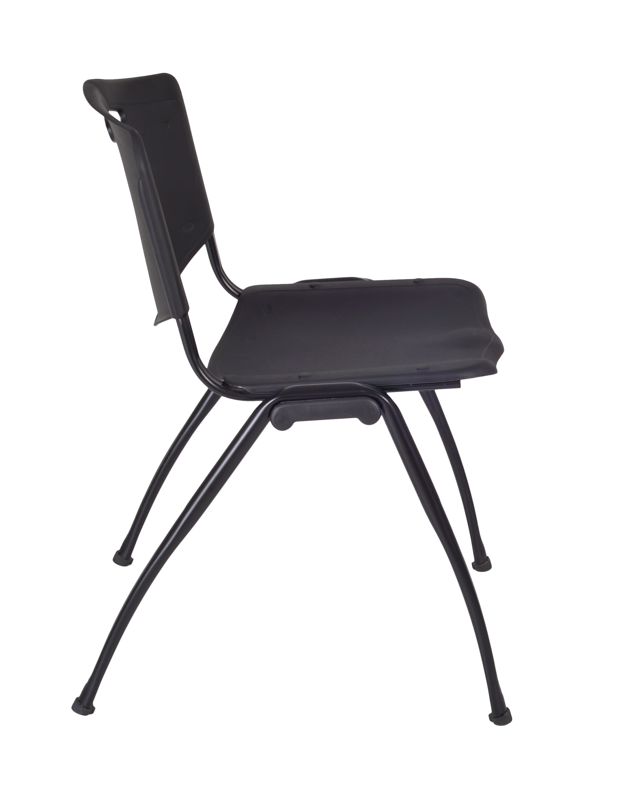Regency Cain 36 in. Round X-Base Breakroom Table- Cherry & 4 M Stack Chairs- Black