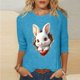 thumbnail image 1 of Xuyuer Ladies' Easter Print Round Neck Three Quarter Sleeve 3/4 Sleeve T-shirt Loose Tops Casual Loose Fit Crewneck T Shirts Tunic Tops, 1 of 5