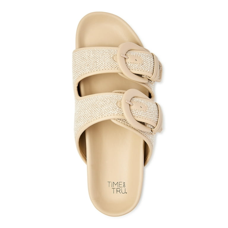 Time and Tru Women s Dressy Footbed Slide Sandals Walmart
