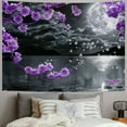 thumbnail image 2 of PRATYUS  Small Full Moon Over Ocean Tapestry Wall Hanging, Purple Japanese Cherry Blossom Wall Tapestry, Fantasy Asian Scenery Tapestry for Bedroom Living Room Dorm Home Decor, Multi Size Painting, 2 of 6