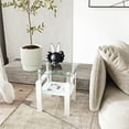 thumbnail image 6 of Square Glass Coffee Table, 2-Tier Tempered Glass Top Accent Table With Storage Shelf, Modern Coffee Table For Small Spaces Living Room Bedroom, 6 of 9