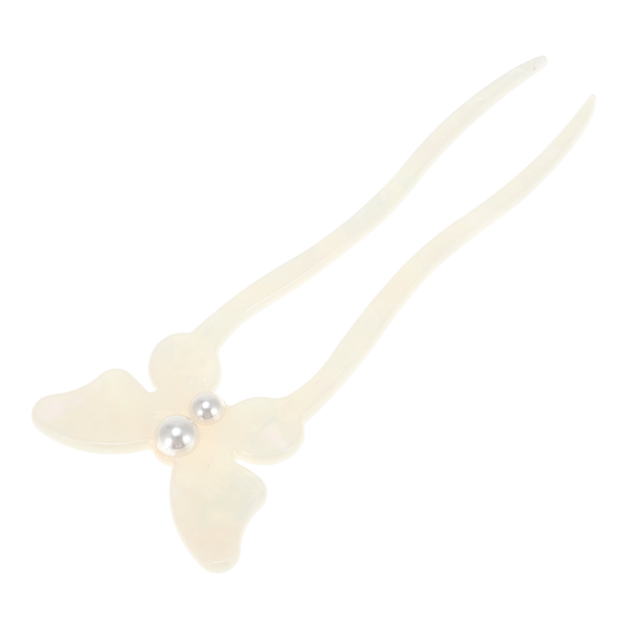 Unique Bargains Simple Comfortable No Slip Butterfly Hair Forks for Women 1 Pc White