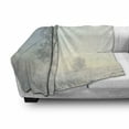 thumbnail image 3 of Winter Soft Flannel Fleece Throw Blanket, Frozen Tree on Sunny Winter Morning Rising Sun Landscape Deserted Land, Cozy Plush for Indoor and Outdoor Use, 50" x 70", Pale Blue Cream White, by Ambesonne, 3 of 6