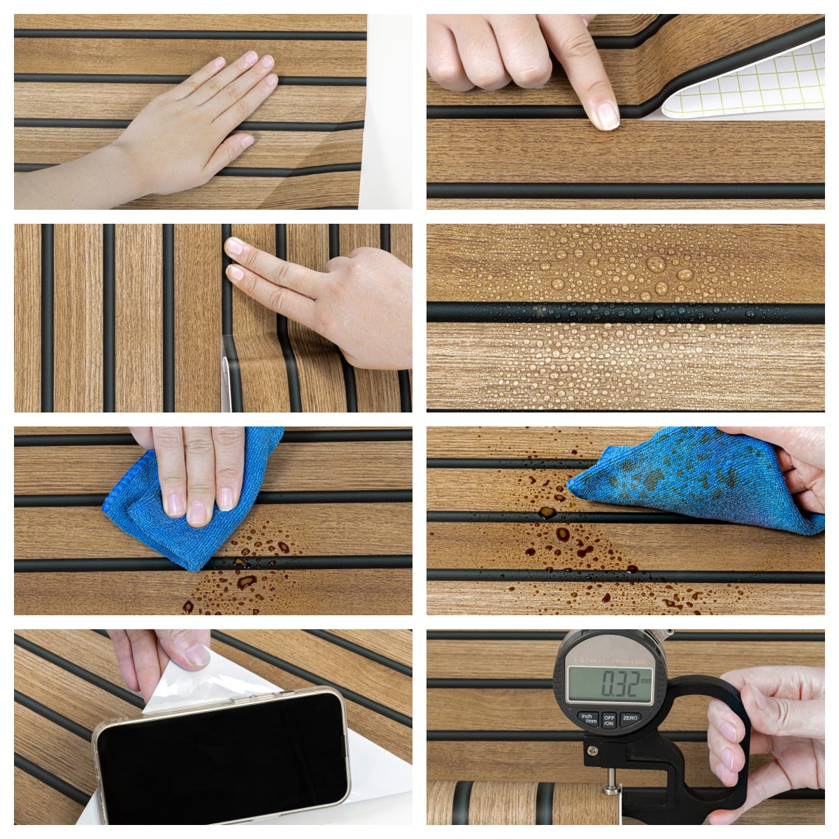 (4 pack) Abyssaly Wood Wallpaper Peel and Stick Wallpaper 17.7" x 118" Wood Stripe Self-adhesive Removable Contact Paper for Kitchen Bedroom Home Decor