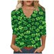 thumbnail image 3 of TaTaai Women St. Patrick's Day Fashion Print V-Neck 3/4 Sleeve T-Shirt Loose Casual Top Ladies Spring Holiday Street Wear Lightweight Breathable Non-See-Through No Fading Soft Top Gift, 3 of 5