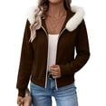 thumbnail image 5 of VSSSJ Women's Zip Up Fuzzy Hooded Sweatshirts Fall Winter Casual Hooded Pockets Long Sleeve Warm Hoodies Jacket Outerwear Tops Brown L, 5 of 9