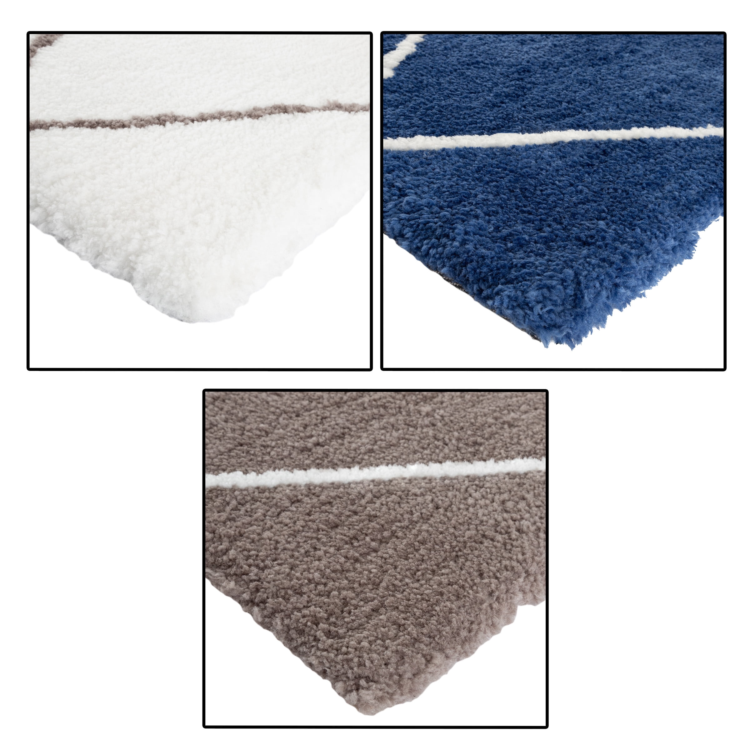 Diamond Shag Area Rug- Plush Navy & Ivory Pattern Carpet for Home, Living Room & Office by Somerset Home (8’x10’)