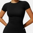 thumbnail image 6 of Active Women's Short Sleeve Seamless Fitted Tee with Crew Neck and Stretch Fabric - Medium, Black, 6 of 7