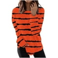thumbnail image 3 of DDAPJ pyju Women's Striped Sweatshirts Fall Fashion Side Slit Pullover Tops Loose Casual Crewneck Sweatshirt, 3 of 6